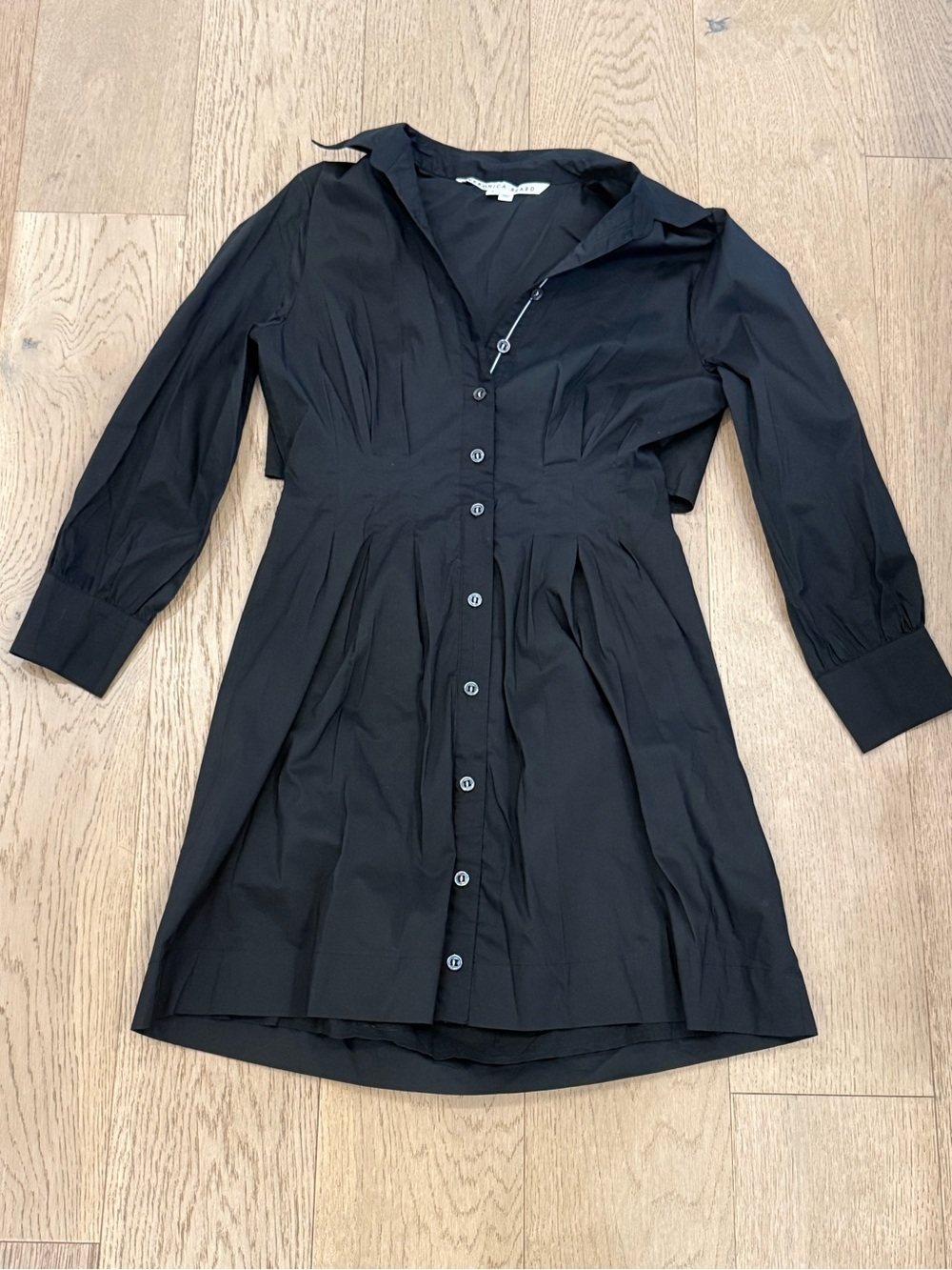 Veronica Beard Black Long-Sleeve Button Shirt Dress